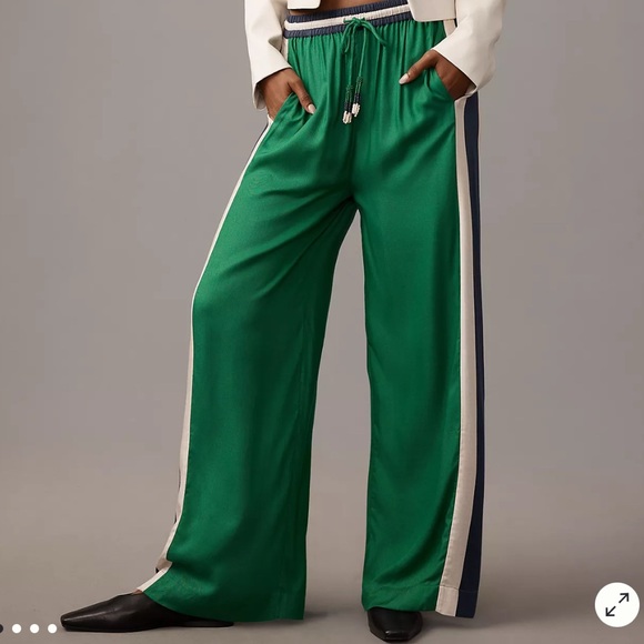 FARM RIO x ANTHROPOLOGIE University Stripes Twill Trackpants Leisure Streetwear - Picture 1 of 4